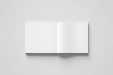 Kare broşür ya da dergi Mock-up yumuşak gri arka plan üzerinde boş. 3D render.