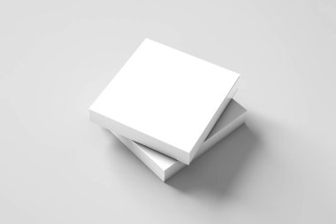 Kare broşür ya da dergi Mock-up yumuşak gri arka plan üzerinde boş. 3D render.