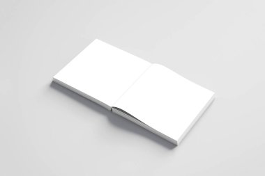 Kare broşür ya da dergi Mock-up yumuşak gri arka plan üzerinde boş. 3D render.