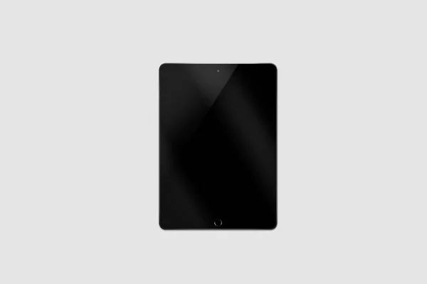 Schwarzes Tablet Pad Stil Mit Touchscreen Isoliert Auf Weichem Grauen — Stockfoto