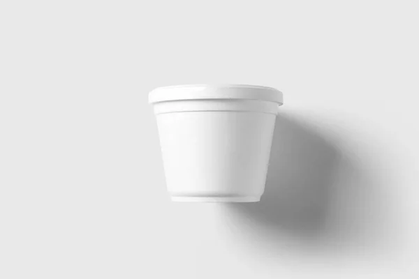 Στρογγυλό Πλαστικό Δοχείο Λευκό Κενό Τροφίμων Εμπορευματοκιβωτίων Κουβά Πλαστική Μπανιέρα — Φωτογραφία Αρχείου