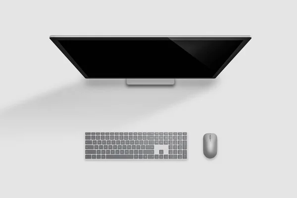 Espace Travail Avec Clavier Souris Ordinateur Moniteur Avec Clavier Souris — Photo