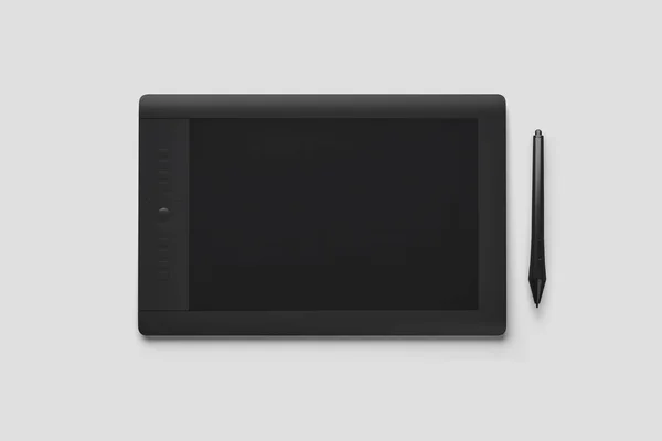 Grafisch Tablet Met Pen Voor Illustratoren Ontwerpers Geïsoleerd Een Witte — Stockfoto