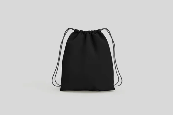 Plantilla Black Drawstring Pack Mock Bag Bolsa Lona Con Cordón — Foto de Stock