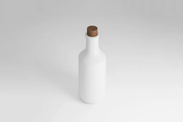 Matte White Bottle Isolated Soft Gray Background Rendering — Stock Photo, Image