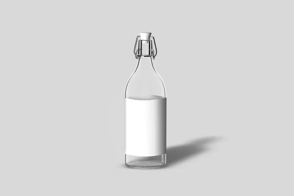 柔らかい灰色の背景に分離された空のスイング トップのボトル レンダリング — ストック写真
