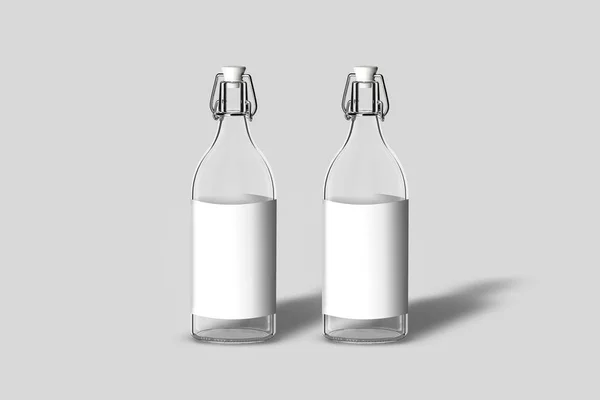 柔らかい灰色の背景に分離された空のスイング トップのボトル レンダリング — ストック写真