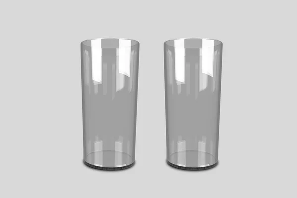 Empty Drinking Glass Cup Isolated Soft Gray Background Rendering — Stock Photo, Image