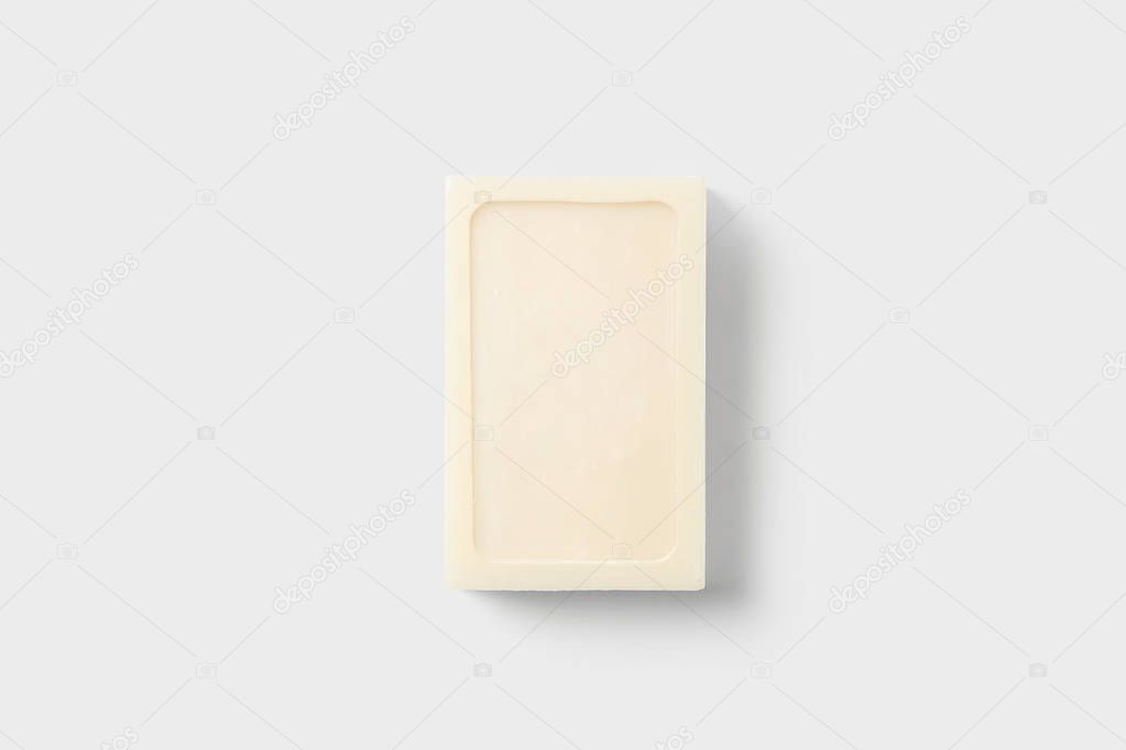 Soap bar on the white background with clipping path top view .High resolution photo.