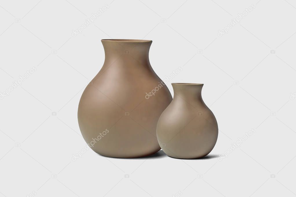 Ceramic vases isolated on white background.Great for decade and design.High resolution photo.