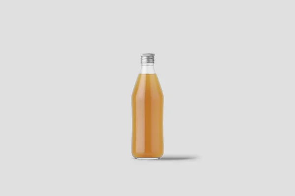 苹果果汁瓶模拟隔离在白色与剪辑路径 3D渲染 — 图库照片