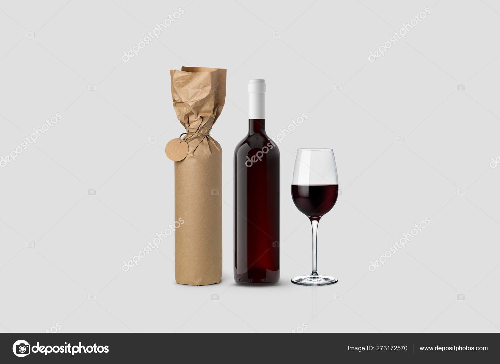 Download Wine Bottle Glass Wrapped Paper Label White Background Realistic Photo Stock Photo Image By C Sabirio Mail Ru 273172570