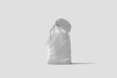 White Drawstring Pack template Mock up of sack Bag.Canvas Bag with drawstring. 3D rendering. clipart