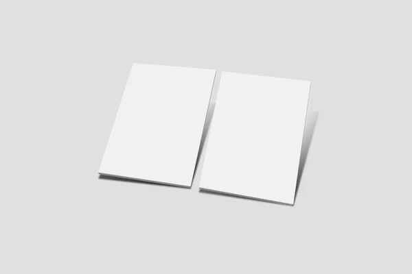 Leere Papierstapel Attrappe Isoliert Auf Weichem Grauen Hintergrund Rendering — Stockfoto