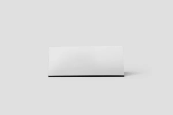 Blank Paper Table Tent Mock Isolated Light Gray Background Paper — Stock Photo, Image