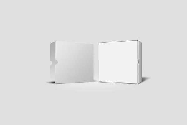 Realistic White Blank Cardboard Boxes Mock Isolated Light Gray Background — Stock Photo, Image