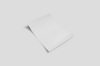 Boş Kağıt Broşür Yumuşak gölgeler ve vurgular ile yumuşak gri arka plan üzerinde mock. Z-fold broşür veya el ilanı.3d render.
