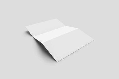 Boş Kağıt Broşür Yumuşak gölgeler ve vurgular ile yumuşak gri arka plan üzerinde mock. Z-fold broşür veya el ilanı.3d render.