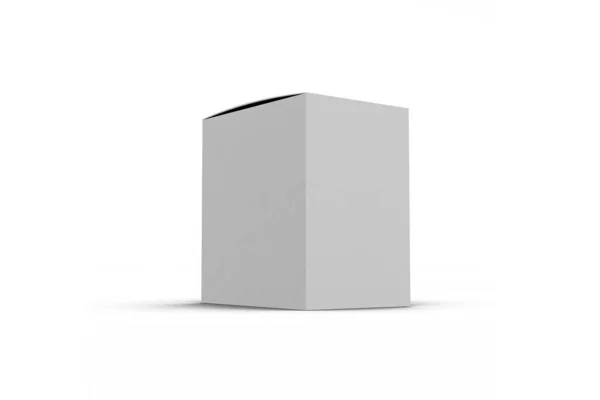 现实的白色空白纸板箱在白色背景隔绝 模拟以轻松更改颜色 为您的设计做好准备 — 图库照片