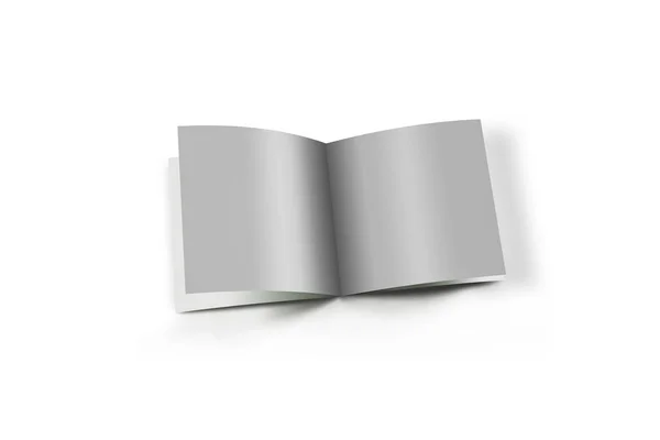 Leere Quadratische Broschüre Oder Zeitschriftenmock Auf Weichem Grauen Hintergrund Darstellung — Stockfoto