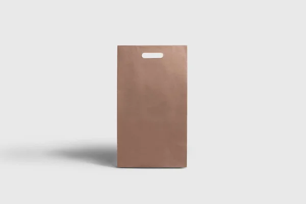 Brown Paper Shopping Väskor Mock Isolerad Mjuk Grå Bakgrund Rendering — Stockfoto