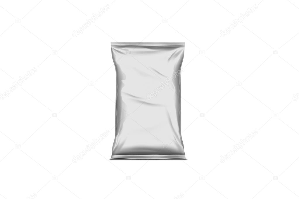 White realistic Polyethylene bag for chips, Breakfast cereals and other products . Mock up for brand template.3D rendering