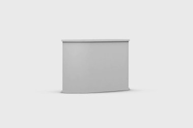 Yumuşak gri arka plan üzerinde Boş Trade Show Booth sergi. Mock up.3d render