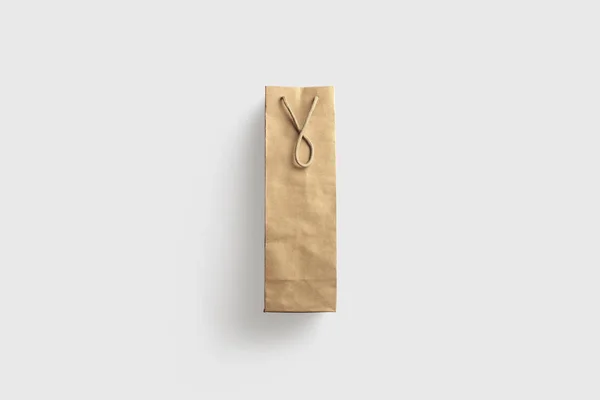 Brown Paper Bag Mock Isolated Light Gray Background Realistic Photo — Stock Photo, Image