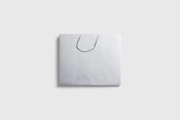 White Paper Bag Mock Isolerad Ljusgrå Bakgrund Realistisk Bild Rendering — Stockfoto