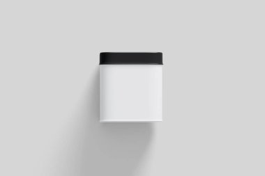 Boş kare uzun Boylu Tin Box gıda konteyner Mock up. Kuru ürünler çay, kahve, şeker, şeker, baharat için dikdörtgen parlak Tin Can.Konteyner. Gerçekçi photo.3d render