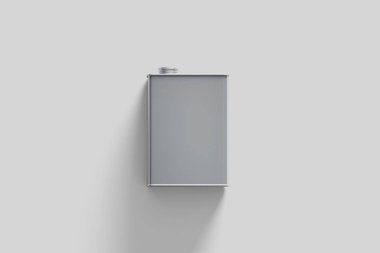Zeytinyağı Tin Can paketi Yumuşak gri arka plan üzerinde izole kadar Mock. Yağ olabilir. Gerçekçi photo.3d render