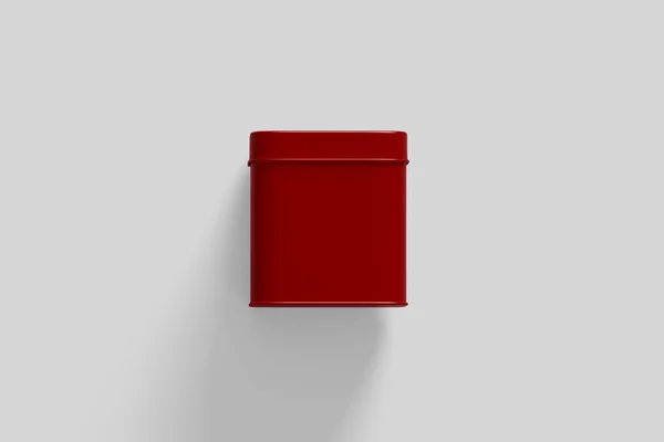 Κενό Τετράγωνο Ψηλό Δοχείο Τροφίμων Tin Box Ορθογώνιο Γυαλιστερό Tin — Φωτογραφία Αρχείου