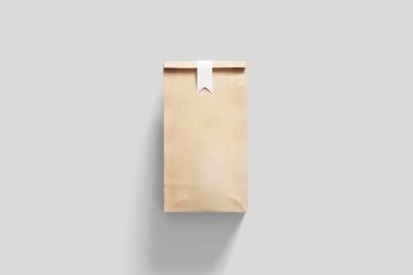 Yumuşak gri Arka Plan etiketli Folyo Kağıt Gıda Çantası Paketi. Tasarımınız için şablonu hazır şekilde tarar. Ürün Ambalaj.3d render