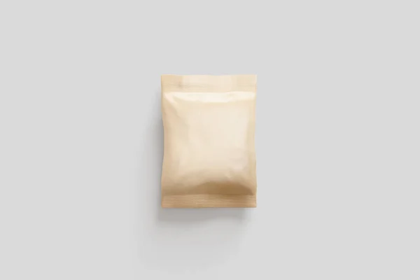 Blank Foil Food Emballage Maquette Avec Étiquette Isolée Sur Fond — Photo