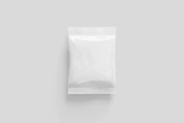 Embalagem Alimentos Folha Branco Empilhe Com Etiqueta Isolada Fundo Cinza — Fotografia de Stock