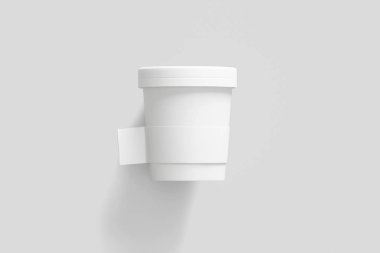 Paket Kahve veya Çay Kağıt Bardak etiket Mock kadar açık gri arka plan üzerinde izole ile. Gerçekçi photo.3d render