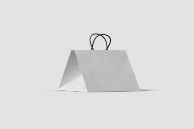 Beyaz Kağıt Torba Açık gri arka plan üzerinde izole kadar mock. Gerçekçi photo.3d render. Alışveriş çantası.