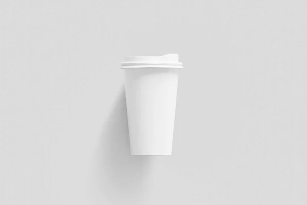 Elvisz Kávé Vagy Tea Papír Kupa Címkével Fel Izolált Világosszürke — Stock Fotó