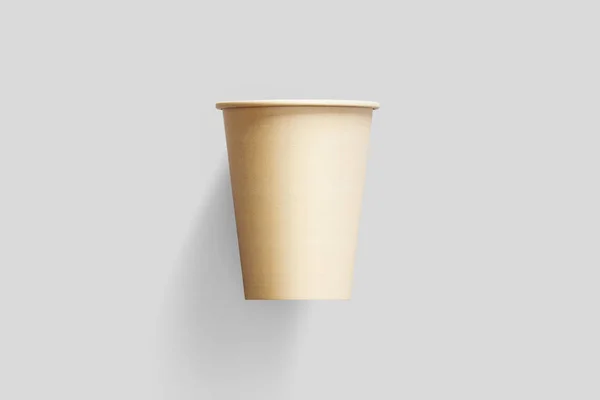 Takeaway Caffè Tazza Carta Con Etichetta Finta Isolata Fondo Grigio — Foto Stock