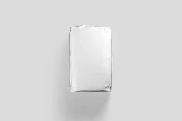ブラックブランク光沢のある紙袋パッケージ薄い灰色の背景に分離された小麦粉のモックアップ 3Dレンダリング — ストック写真