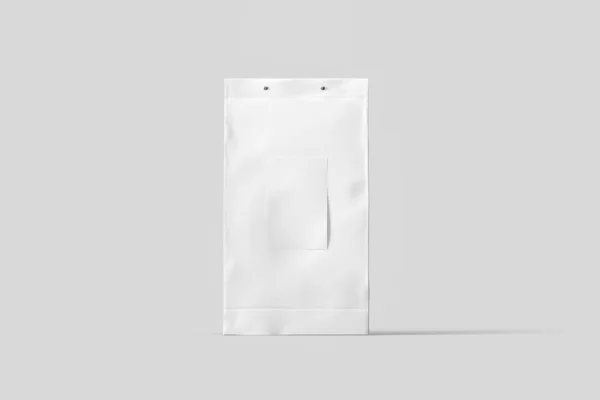 White Paper Bag Mock Isolerad Ljusgrå Bakgrund Realistisk Foto Rendering — Stockfoto
