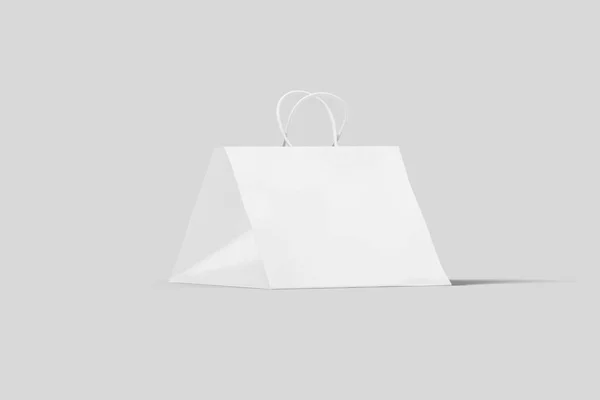 White Paper Bag Mock Isolerad Ljusgrå Bakgrund Realistisk Foto Rendering — Stockfoto