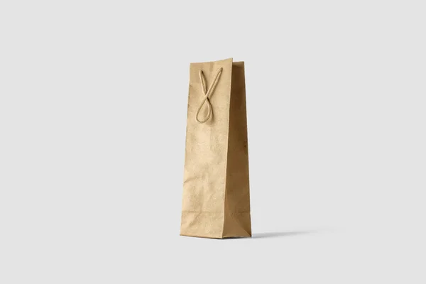 Brown Paper Bag Mock Isolated Light Gray Background Realistic Photo — Stock Photo, Image