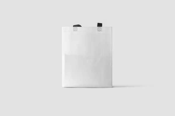 Λευκή Χάρτινη Σακούλα Κορώνεται Απομονωμένη Ανοιχτό Γκρι Φόντο Ρεαλιστική Φωτογραφία — Φωτογραφία Αρχείου