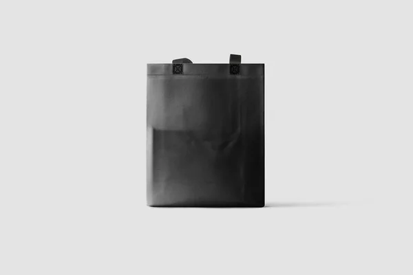 Μαύρη Χάρτινη Σακούλα Ανακορώνεται Απομονωμένη Ανοιχτό Γκρι Φόντο Ρεαλιστική Φωτογραφία — Φωτογραφία Αρχείου