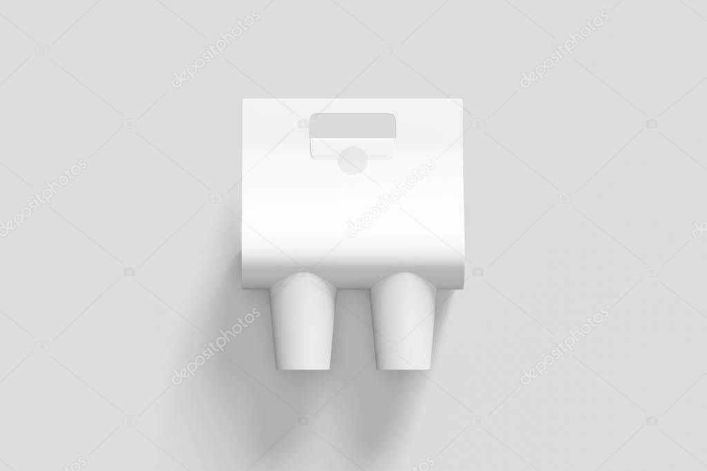 Blank Coffee Cup Carrier Mock-up isolated on soft gray background. Display your design on this template.3D rendering.
