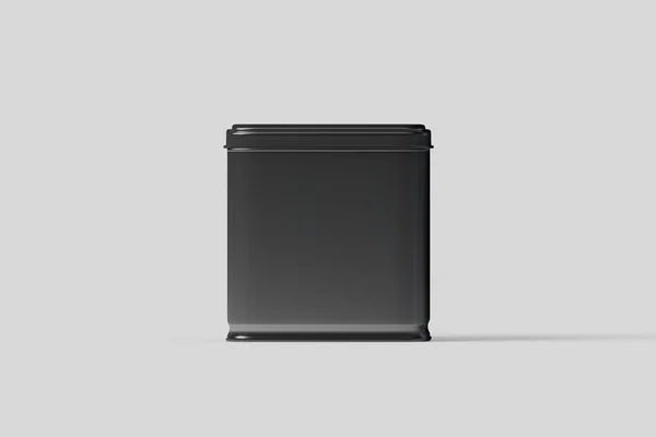 Blank Kvadrat Tall Tin Box Mat Container Mock Rektangulär Glansigt — Stockfoto