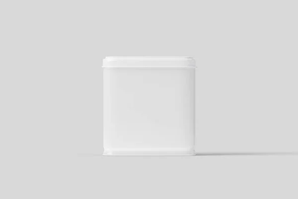 Κενό Τετράγωνο Ψηλό Δοχείο Τροφίμων Tin Box Ορθογώνιο Γυαλιστερό Tin — Φωτογραφία Αρχείου