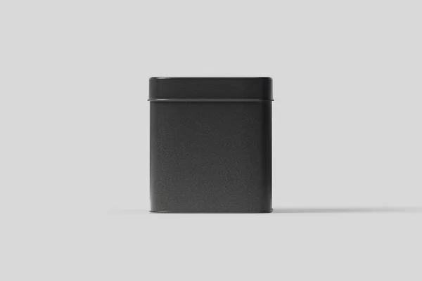 Blank Kvadrat Tall Tin Box Mat Container Mock Rektangulär Glansigt — Stockfoto
