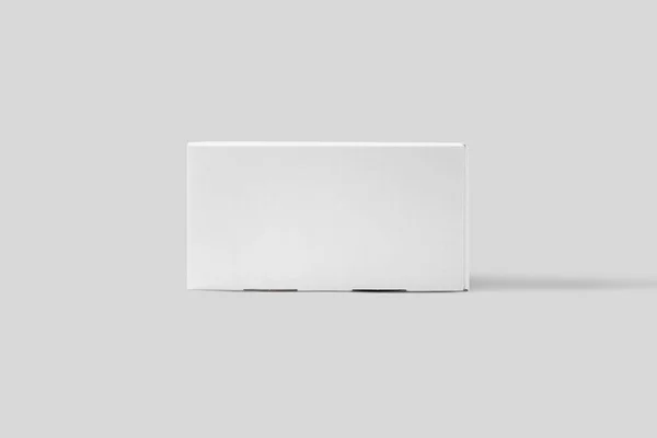 Reális Fehér Üres Karton Box Fel Elszigetelt Világosszürke Háttér Készen — Stock Fotó